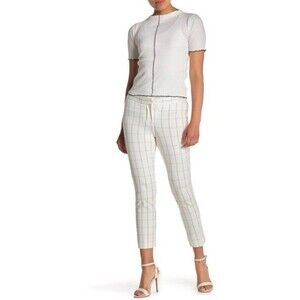 NWOT Amanda +Chelsea Modern Fit Straight Ankle Ivory/Black Pant Size 8